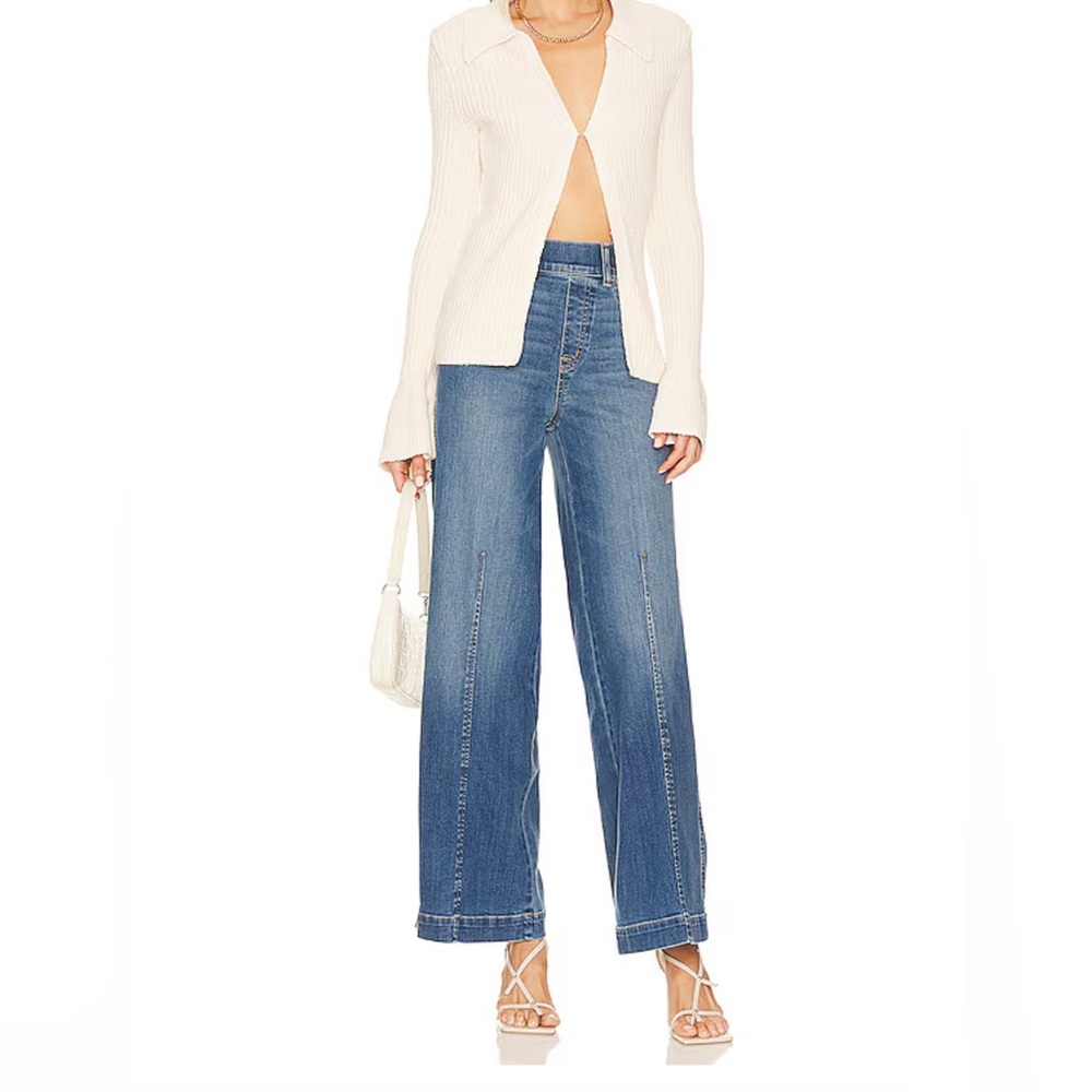 SPANX Blue Flare & Wide Leg pull on Jeans